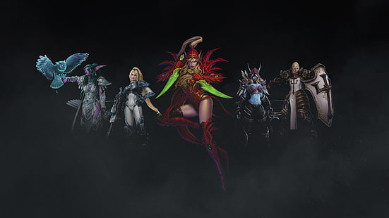 game characters digital wallpaper, heroes of the storm, Tyrande, Nova, Valeera, Sylvanas Windrunner, Johanna, World of Warcraft, HD wallpaper HD wallpaper