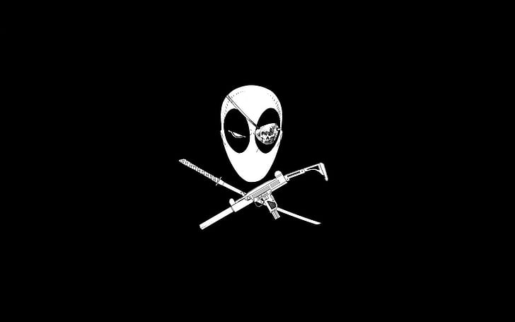 Deadpool Pirate BW Black HD, карикатура / комикс, черно, bw, deadpool, пират, HD тапет