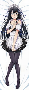 Yahari Ore no Seishun Love Comedy wa Machigatteiru, garotas de anime, Yukinoshita Yukino, anime, roupa de empregada doméstica, pernas, HD papel de parede HD wallpaper