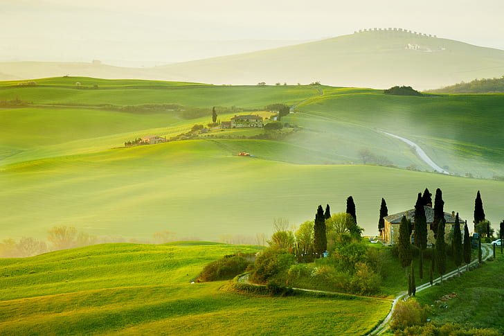 Pemandangan, 4K, Lansekap, Tuscany, Italia, Wallpaper HD