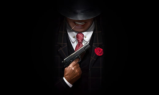  Minimalism, Gun, Background, Art, Illustration, Gangster, Mafia, Vladimir Malakhovskiy, by Vladimir Malakhovskiy, HD wallpaper HD wallpaper