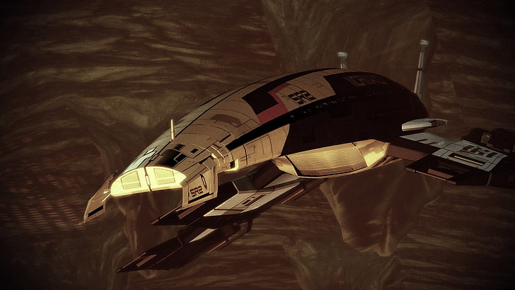 gray and black spaceship toy, mass effect 3, normandy, ship, shot, game, HD wallpaper