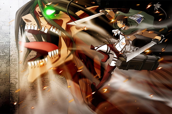 Anime, Attack On Titan, Eren Yeager, Levi Ackerman, Shingeki No Kyojin, HD wallpaper