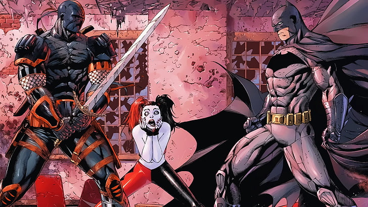 Batman wallpaper, Deathstroke, Harley Quinn, Batman, DC Comics, HD wallpaper