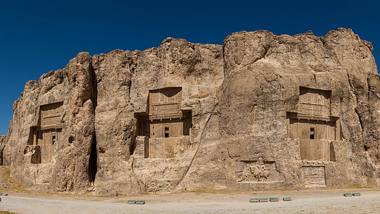 iran, ancient, necropolis, historical, historic, ruins, ancient history, sky, history, fortification, rock, monument, geology, HD wallpaper HD wallpaper
