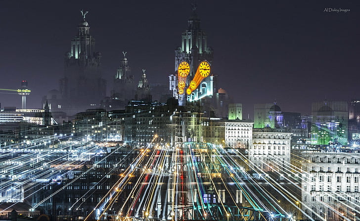 Gebäude, Stadt, Liverpool, Nacht, Großbritannien, HD-Hintergrundbild
