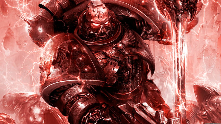 لعبة Warhammer 40K Space Marines HD ، خلفية عالية الدقة للروبوت الأحمر ، ألعاب فيديو ، فضاء ، مطرقة ، مشاة البحرية ، 40 كيلو، خلفية HD