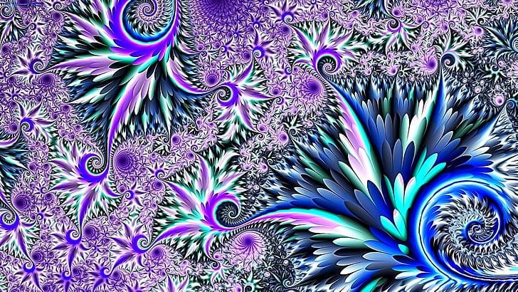 winter, abstraction, rendering, fantasy, fractals, picture, frosty pattern, HD wallpaper