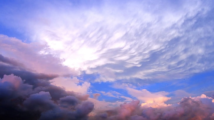 흰색과 파란색 구름, 구름, 하늘, 자연, HD 배경 화면
