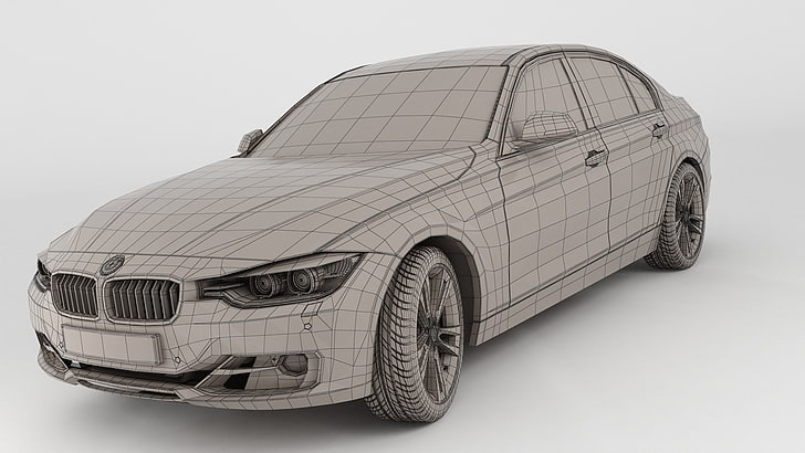 coche, estructura metálica, BMW, arte digital, ilustraciones, Fondo de pantalla HD