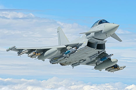 سلاح الجو الملكي البريطاني ، يوروفايتر تايفون ، JDAM ، PGO ، مقاتلة متعددة الأدوار ، PTB ، MBDA Meteor ، AIM-132 ASRAAM ، Brimstone ATGM، خلفية HD HD wallpaper