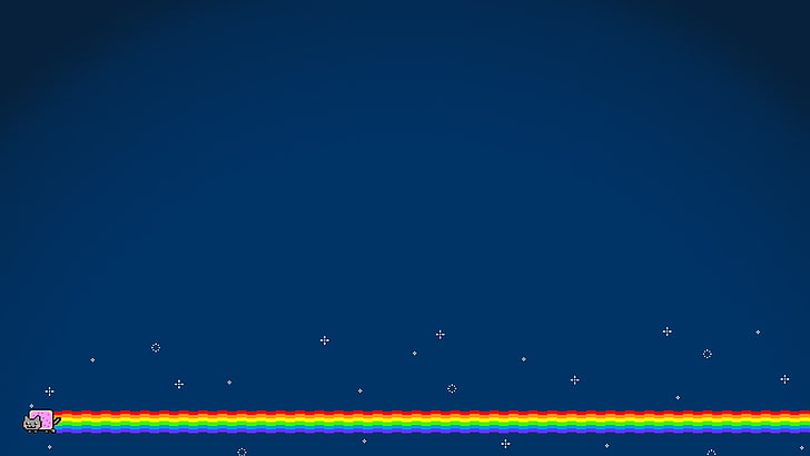 azul, gato, Nyan Cat, arcoiris, fondo simple, Fondo de pantalla HD