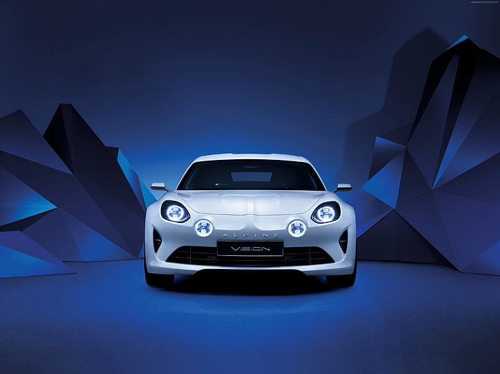 Salon de Genève 2016, blanc, Renault Alpine Vision, voiture de sport, Fond d'écran HD