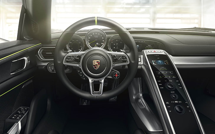 2014 Porsche 918 Spyder Car HD Wallpaper 16, black Cadillac steering wheel, HD wallpaper