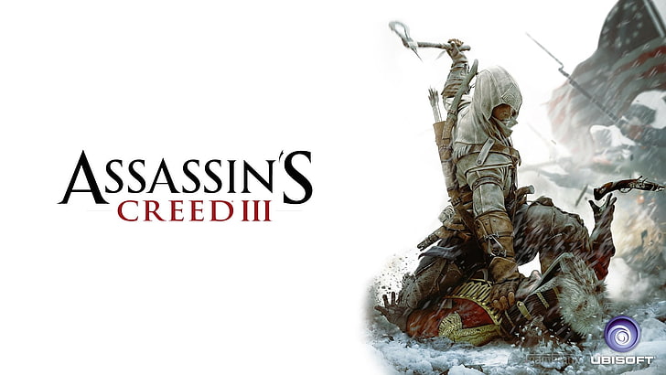 Assassin's Creed III wallpaper, assassins creed 3, desmond miles, axe, soldier, flag, HD wallpaper