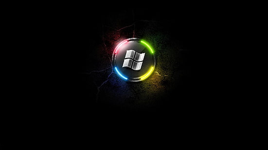 Minimalismus, leuchtend, Microsoft Windows, schwarzer Hintergrund, Logo, HD-Hintergrundbild HD wallpaper