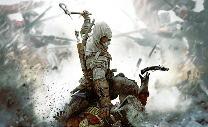 Assassins Creed III, male anime character wallpaper, Games, Assassin's Creed, video game, concept art, 2012, Assassins Creed 3, assassins creed iii, HD wallpaper