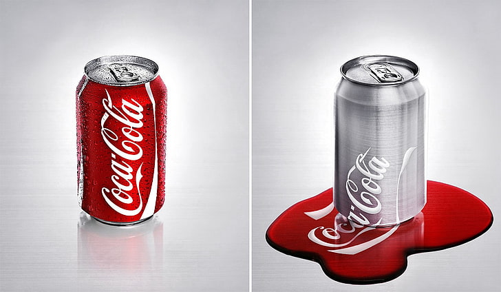 collage, Coca-Cola, can, digital art, HD wallpaper