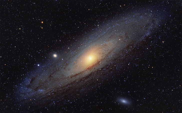 Sonnensystemillustration, die Andromeda-Galaxie, Andromeda, in der Konstellation, gelegen, HD-Hintergrundbild