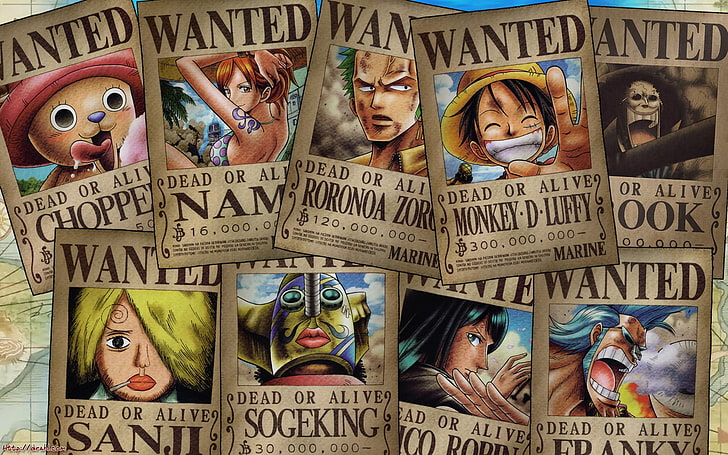 One Piece wanted posters, One Piece, Tony Tony Chopper, Nami, Roronoa Zoro, Monkey D. Luffy, Brook, Sanji, Usopp, Nico Robin, Franky, HD wallpaper