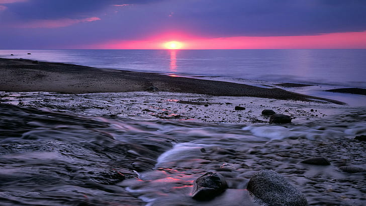 Light Sunset Rocks Parco nazionale del Michigan Lago Superiore Galleria, alba - tramonto, galleria, lago, luce, Michigan, parco nazionale, rocce, tramonto, superior, Sfondo HD