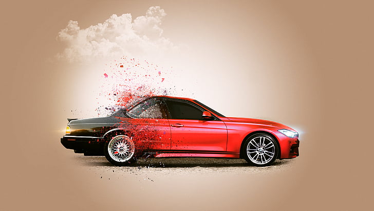 screenshot de cupê vermelho e preto, BMW Car, CGI, Vermelho, HD, 4K, HD papel de parede