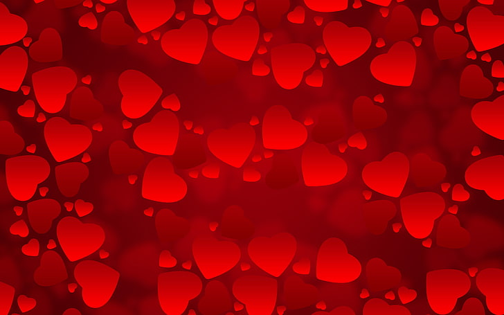 red heart print graphic wallpaper, vector art, heart, red, shapes, Valentine's Day, HD wallpaper