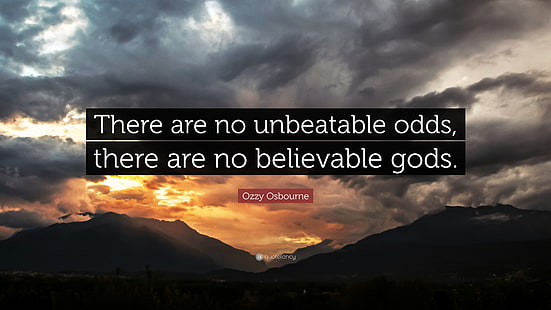 nature, landscape, sunset, clouds, quote, Ozzy Osbourne, hill, quotefancy, music, lyrics, text, God, religious, mountains, HD wallpaper HD wallpaper