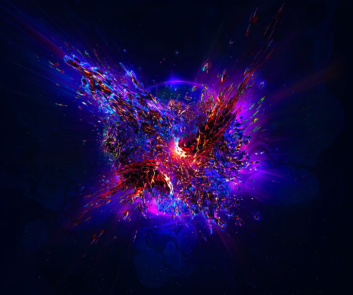 desain nebula, abstrak, 3D, penuh warna, Stu Ballinger, Wallpaper HD