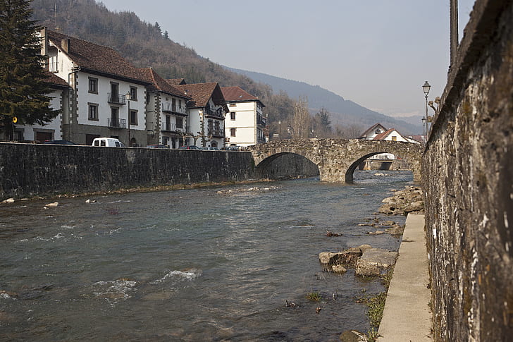 Bask Ülkesi, köy, İspanya, nehir, HD masaüstü duvar kağıdı