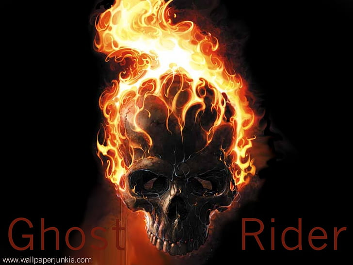 Ghost Rider Skull in Flames Призрачный гонщик Развлечения Фильмы HD Art, Ghost Rider Skull in Flames, HD обои