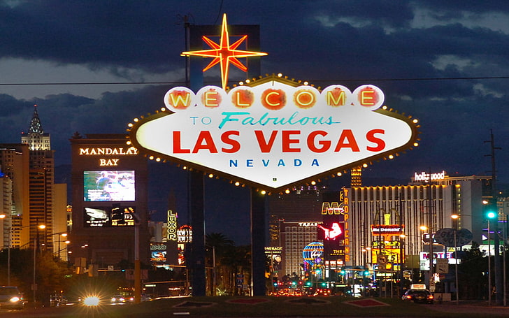Oznakowanie Las Vegas Nevada, Las Vegas, neony, znaki, miasto, Tapety HD