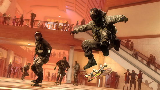 солдаты, доска, кататься на коньках, трюк, скейтборд, кикфлип, HD обои HD wallpaper