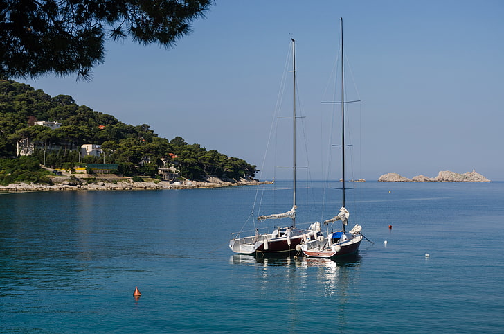 laut, perahu, Kroasia, Dubrovnik, lanskap, pantai, Wallpaper HD