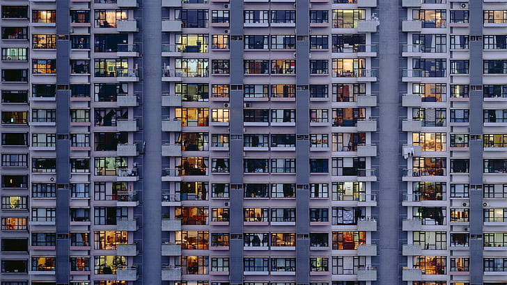 windows, building, apartment, HD wallpaper