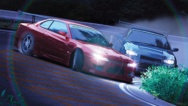automobili del Giappone auto alla deriva nissan silvia s15 luci su jdm 1920x1080 Art Skyline HD Arte, automobili, giappone, Sfondo HD