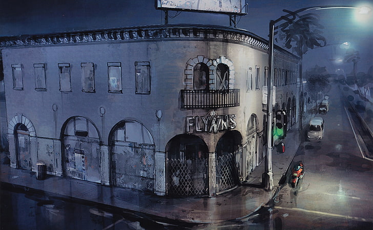 Tron Flynn's Arcade ، رسم توضيحي لمنزل Flynns باللون الرمادي ، فني ، خيالي ، بناء ، Tron ، مبنى ممر flynn ، ممر flynn، خلفية HD