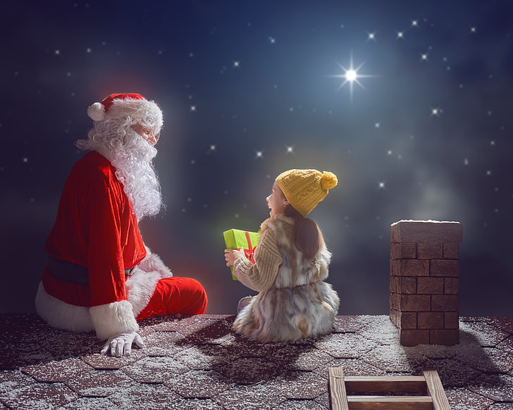 Santa Claus tapet, nyår, jul, natt, god jul, jultomten, HD tapet