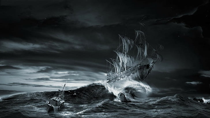 kapal tua laut, Wallpaper HD