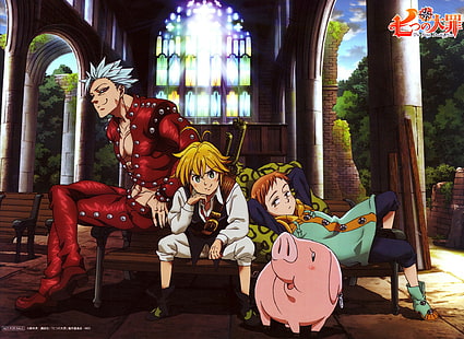 Nanatsu no Taizai, Meliodas, Ban, Fairy King Harlekin, Hawk (Nanatsu no Taizai), HD-Hintergrundbild HD wallpaper