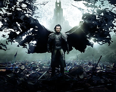 Dracula Untold movie poster, Action, Red, Fantasy, Clouds, Sky, Legendary Pictures, Warrior, with, Palace, Wallpaper, War, Vampire, Castle, Dead, Horror, Year, Weapon, Man, Movie, Sword, Bats, Film, 2014, Wings, Armors, Dracula, Luke Evans, Drama, Universal Pictures, Battleground, Cloak, Untold, Corpses, Dracula Untold, Tepes, Graf Vlad, HD wallpaper HD wallpaper