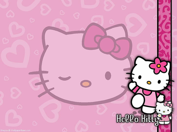 lindo, hello kitty, gatito, gatito, rosa, Fondo de pantalla HD