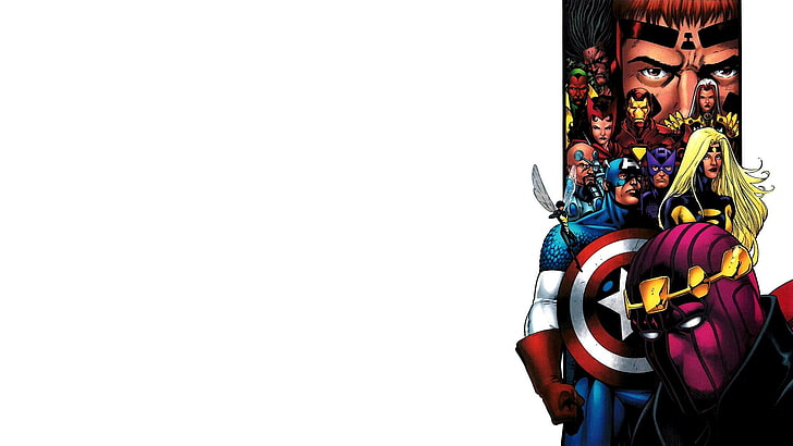 Marvel цифровые обои, комиксы, Капитан Америка, Соколиный Глаз, Железный Человек, HD обои