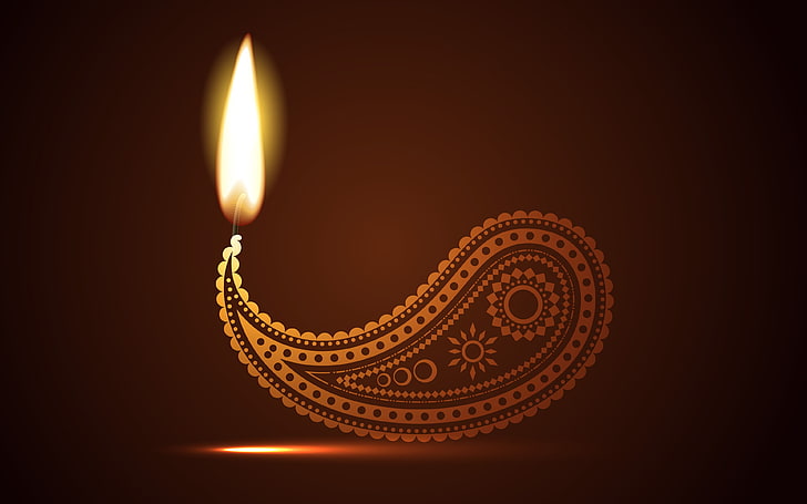 Vector profundo, ilustración de la lámpara de aceite marrón paisley, festivales / días festivos, Diwali, festival, profundo, Fondo de pantalla HD
