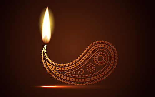 Vector profundo, ilustración de la lámpara de aceite marrón paisley, festivales / días festivos, Diwali, festival, profundo, Fondo de pantalla HD HD wallpaper