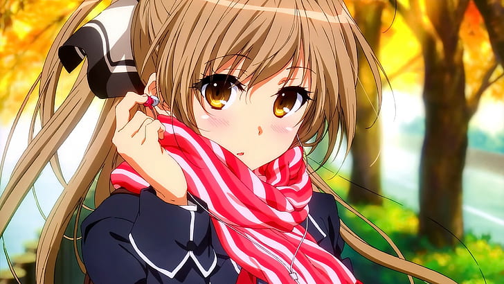 anime, Sento Isuzu, scarf, anime girls, Amagi Brilliant Park, HD wallpaper