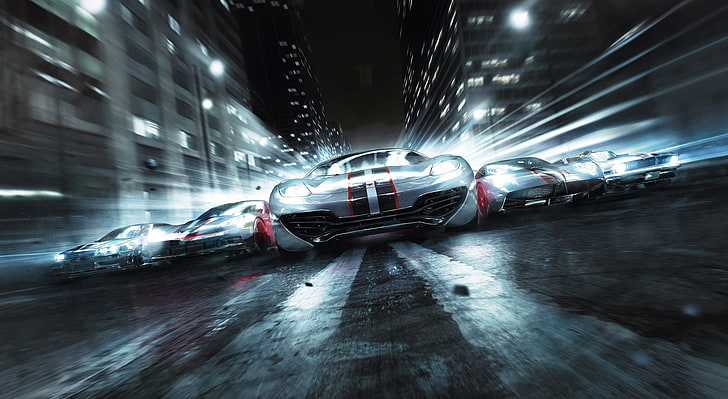 GRID 2, several gray sports cars illustration, Games, Other Games, Racing, Cars, video game, 2013, HD wallpaper