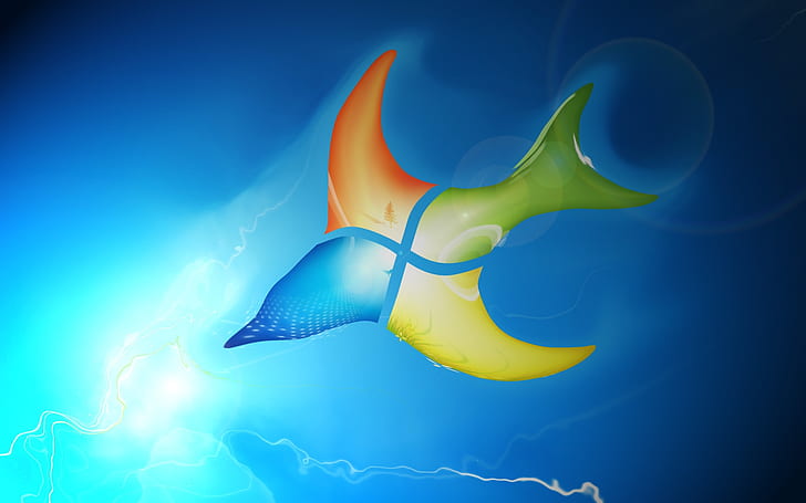 Windows Bird Logo, windows fish logo illustration, background, computers, logo, HD wallpaper