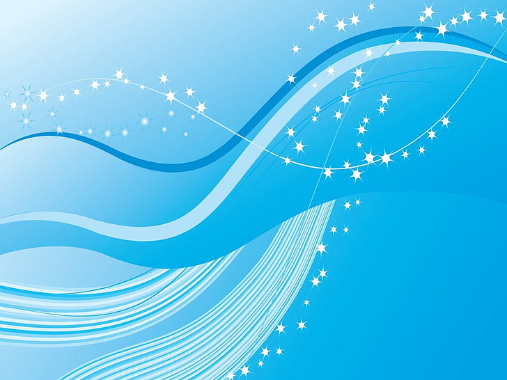 blue and white stars illustration, lines, waves, glitter, sequins, bright, HD wallpaper