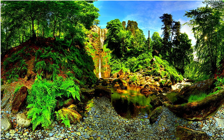 Nature's Paradise, forest, landscape, paradise, falls, nature and landscapes, HD wallpaper